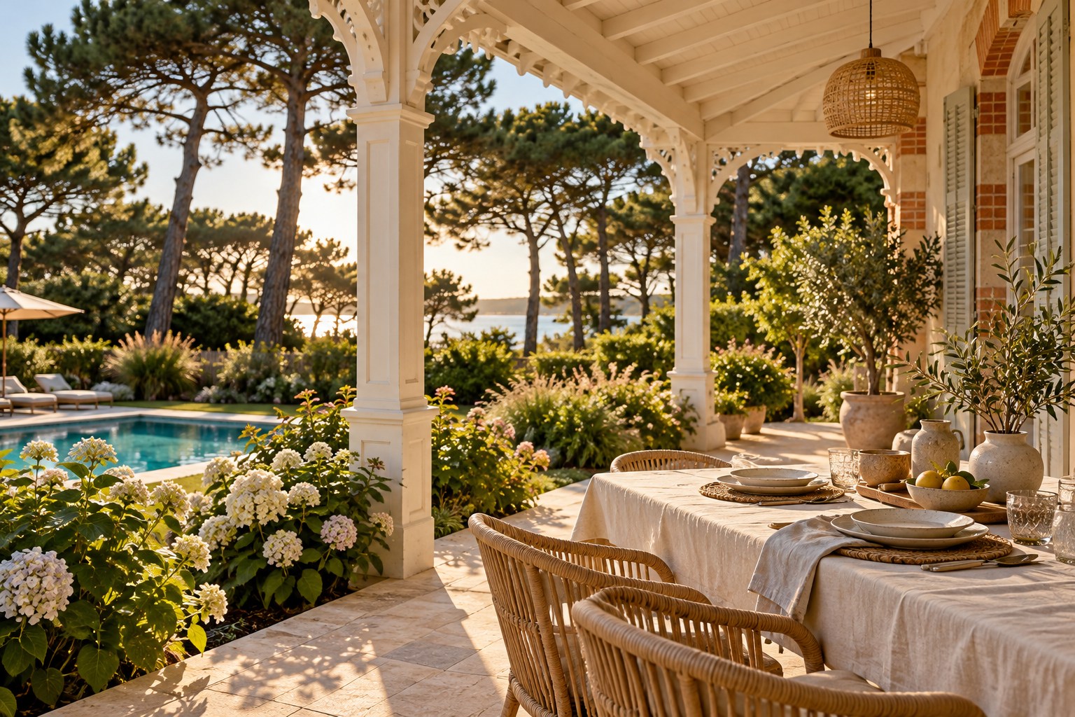Illustration de la terrasse couverte de la villa Aeria